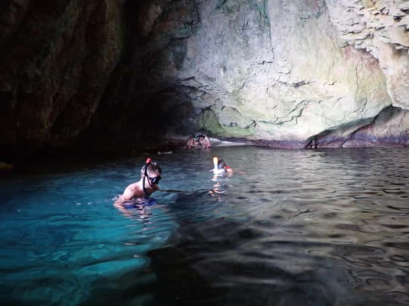 5-hour Cape Greco Caves kayaking + Snorkelling trip - Snorkelling beneath Lovers’ Bridge