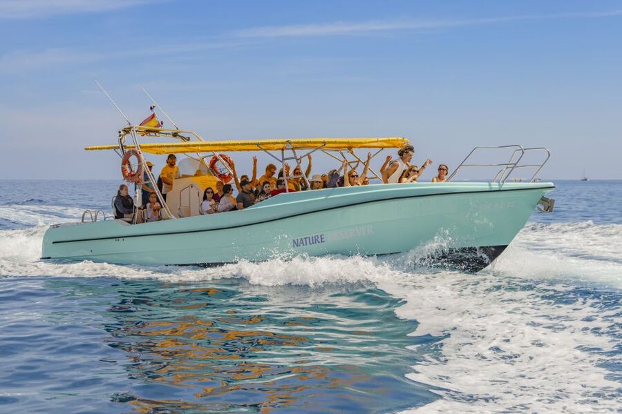 Alcudia: Coll Baix Beach & Sea Caves Cruise with Snorkeling - Crossing Alcudia Bay by modern boat