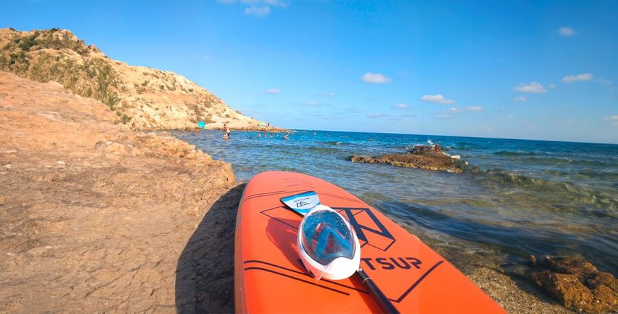 Alicante: E-Bike, Snorkeling and Paddle Surf Tour - Snorkeling at a rocky cove