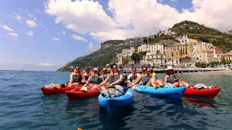 Amalfi: Kayak-Snorkel to Pandora Cave, Hidden Beach & Drinks - Paddling past Maiori and the Norman Tower