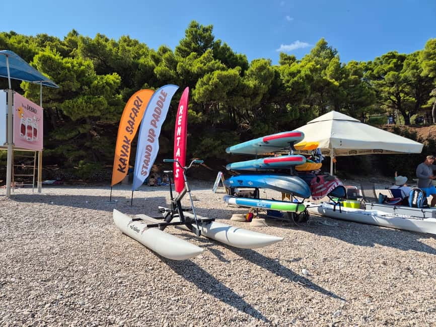 Bol: Zlatni Rat Beach Kayak Tour with Snorkeling - Swimming and snorkeling in clear water