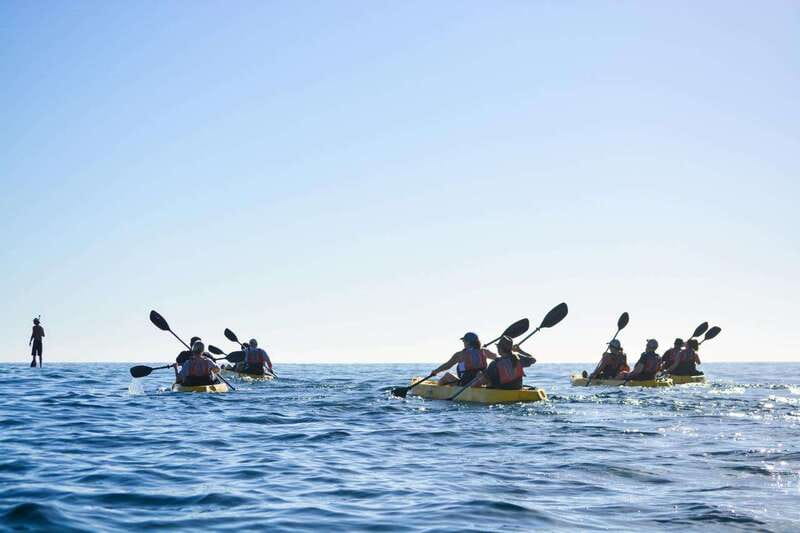 Cabo: Half-Day Kayak & Snorkel to Santa Maria & Chileno Bay - Glass-bottom kayaking between the bays
