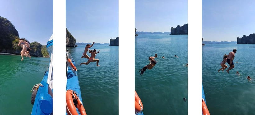 CAT BA: LAN HA & HALONG BAY – KAYAK, BIKE, LUNCH, SNORKEL - Kayaking through Bright Cave and Bat Cave