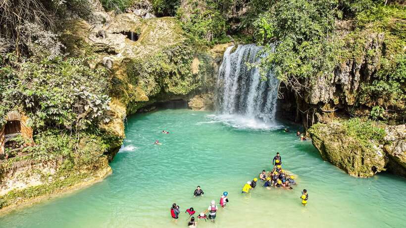 Cebu: Kawasan Canyoning, Moalboal Snorkeling, & Turtles Tour - Filipino lunch beside the falls