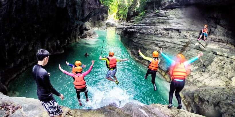 Cebu: Moalboal Sardines & Turtle Snorkeling and Canyoneering - Swimming at Kawasan Falls