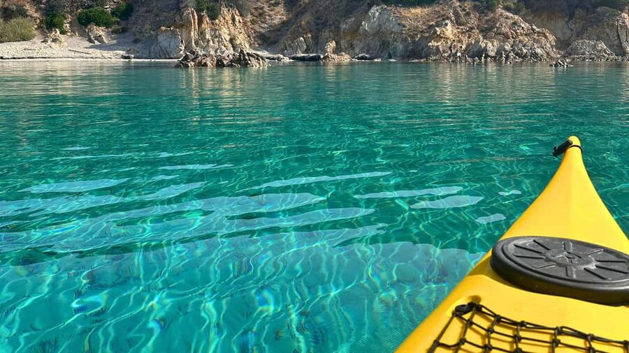 Chia: kayak tour to Tuerredda with snorkeling - Paddling toward Tuerredda Island