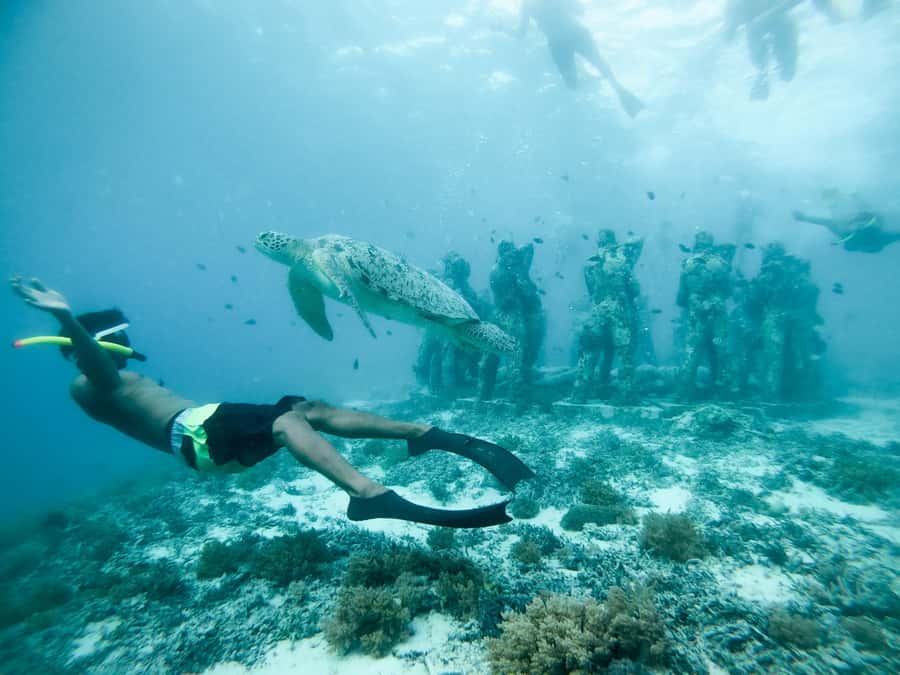 From Gili Meno: Private Snorkeling with Turtle & Statue - Stop one: underwater statues at Gili Meno