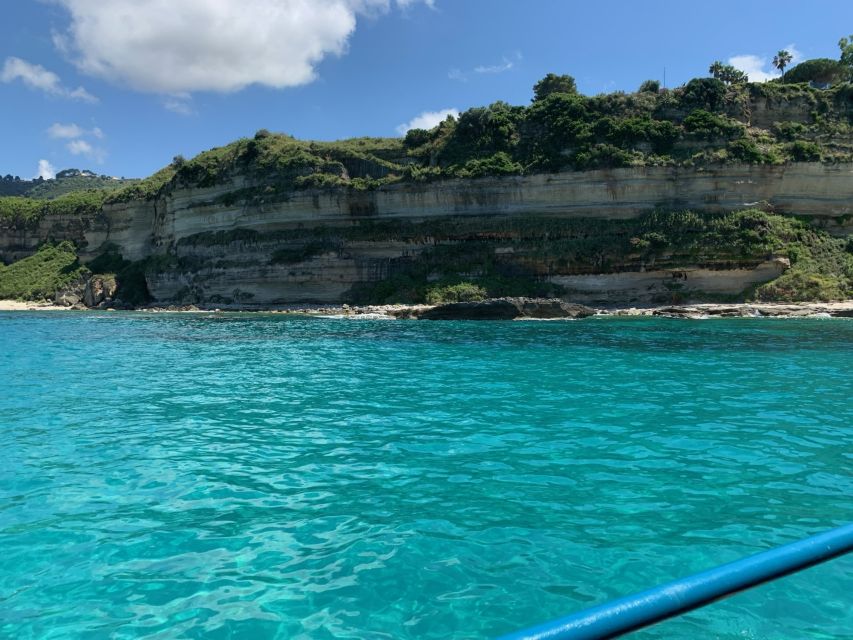 From Tropea: Capo Vaticano boat tour with snorkel & aperitif - Praia di Fuoco and the Cave of Love