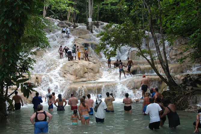 Jamaica Dunn's River Falls Party Cruise with Snorkeling - Cruising past Ocho Rios from the water