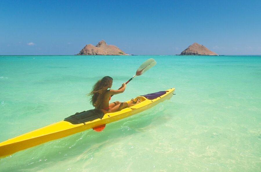 Kailua: Mokulua Islands Guided Kayak and Snorkeling Tour - Paddling across Kailua Bay