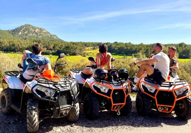 Mallorca: Quad Bike Tour, Snorkeling, and Cliff Jumping - Riding from Palma toward Mount Randa