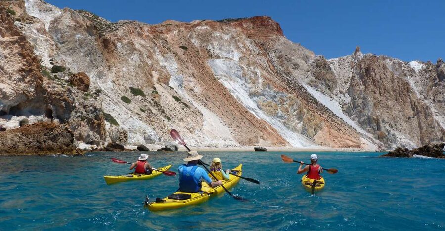 Milos: Guided Kayaking Trip with Snorkelling & Lunch - The day at a glance