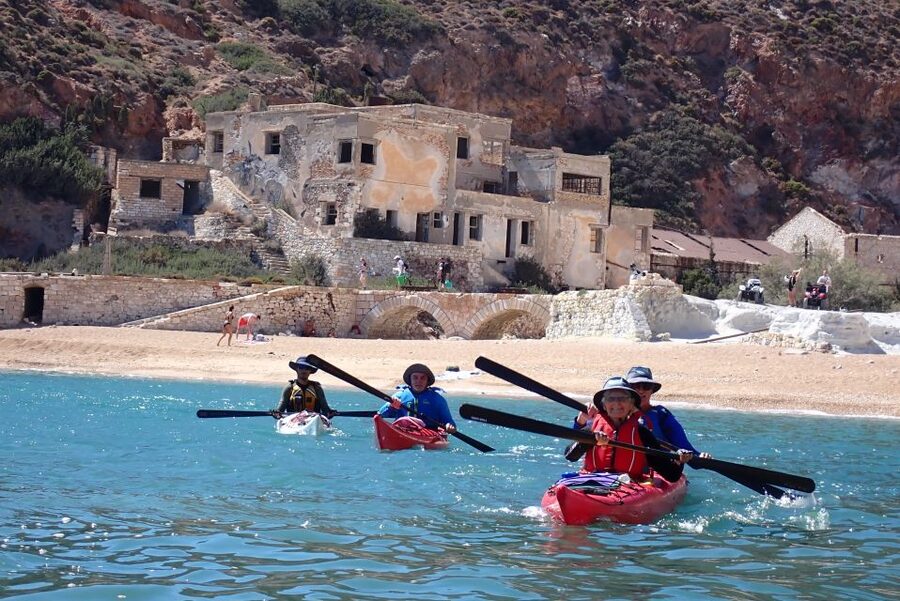 Milos: Guided Kayaking Trip with Snorkelling & Lunch - The first beach stop: one hour to swim and snorkel