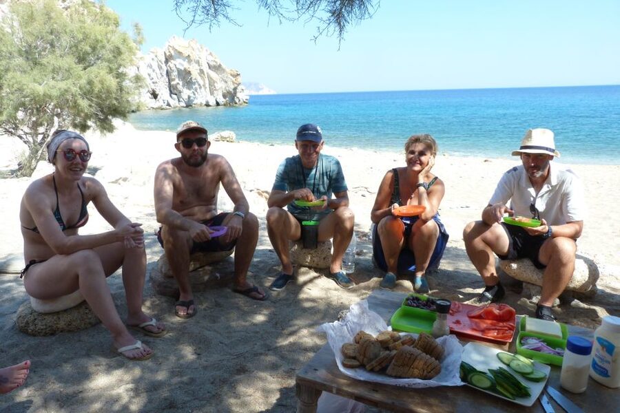 Milos: Guided Kayaking Trip with Snorkelling & Lunch - The long beach stop: lunch, snorkeling, and optional adventure