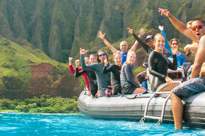 Na Pali Coast Half-Day Raft and Snorkel Adventure - Sea caves, waterfalls, and close coastal views