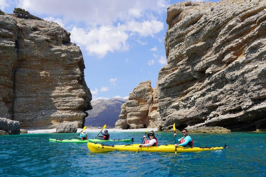 Naxos: Moutsouna Caves Sea Kayak Tour, Snorkeling & Picnic - Three hours among caves and volcanic rock