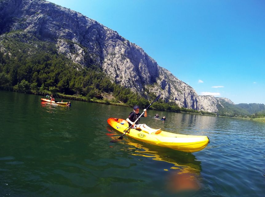 Omiš: Kayaking and Snorkeling Tour - Approaching Omiš where river meets sea