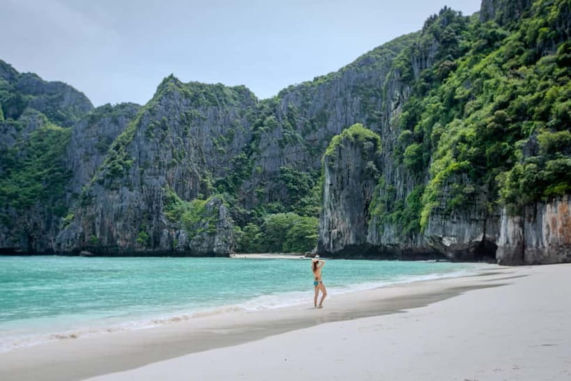 Phi Phi: 7 Island Longtail Boat Snorkeling Tour with Sunset - Maya Bay after the morning rush