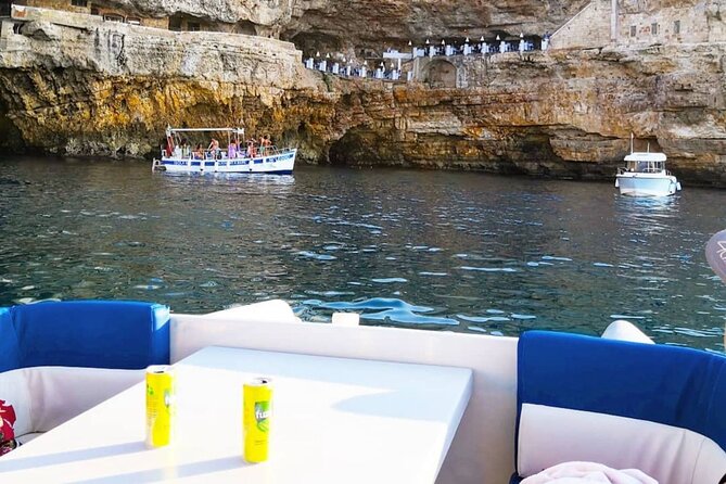 Polignano a Mare Eco Boat Tour with Snorkeling Mar y Sol - Grotta Palazzese from below