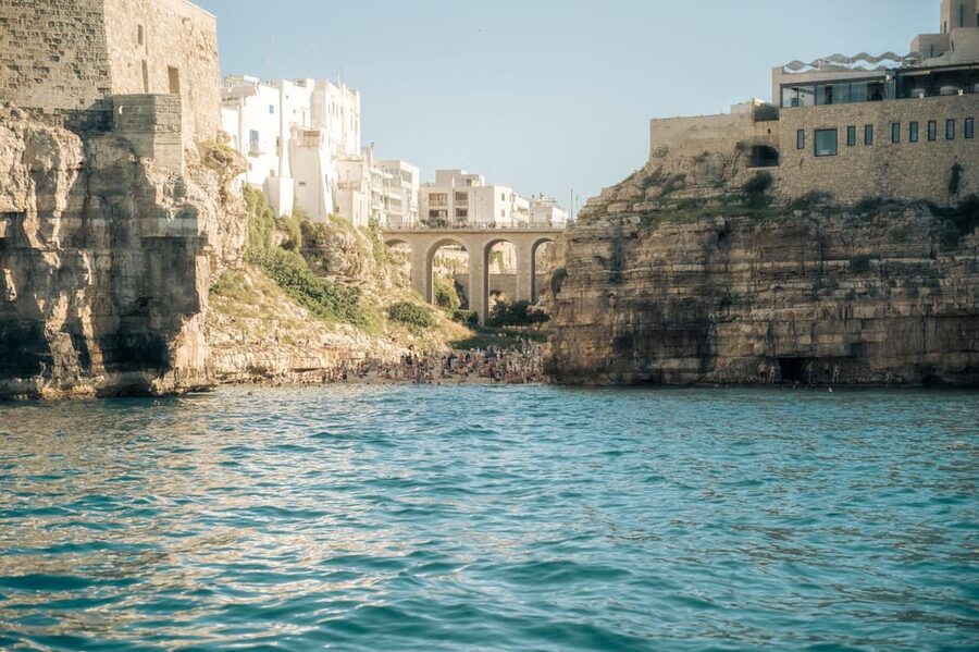 Polignano Sea Caves: Boat Tour with Snorkeling & Aperitif - Lama Monachile from offshore