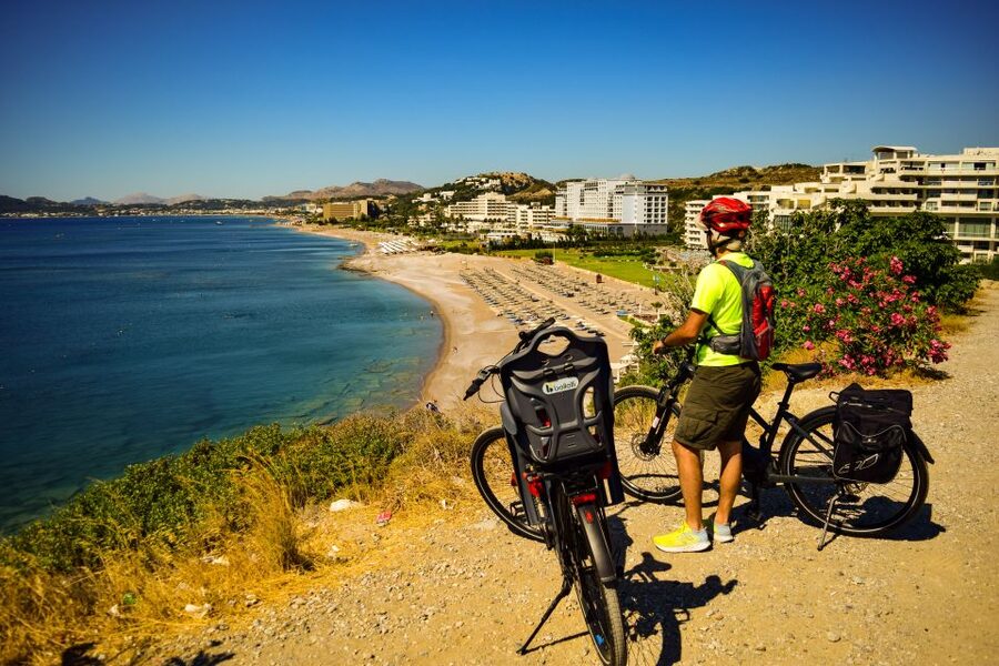 Rhodes: Anthony Quinn Bay E-Bike Tour with Snorkeling - Snacks and a coastal viewpoint