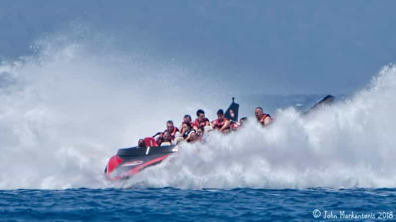 Rhodes: Beaches Trip by Jet Boat with Snorkeling and Drinks - A Quick Look Back Toward Rhodes Town