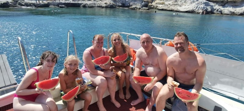 Rhodes: Private Sunset Cruise with Swimming & Snorkeling - Antony Quinn Bay and Ladiko Bay on the premium route