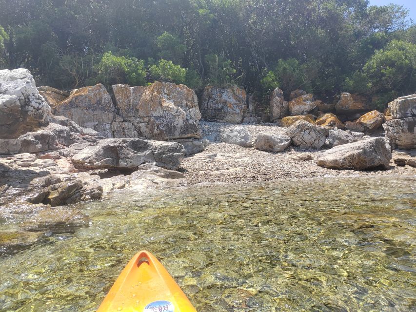 Rovinj: Golden Cape Desert Islands Kayak & Snorkeling Tour - Safety briefing and tandem kayaks