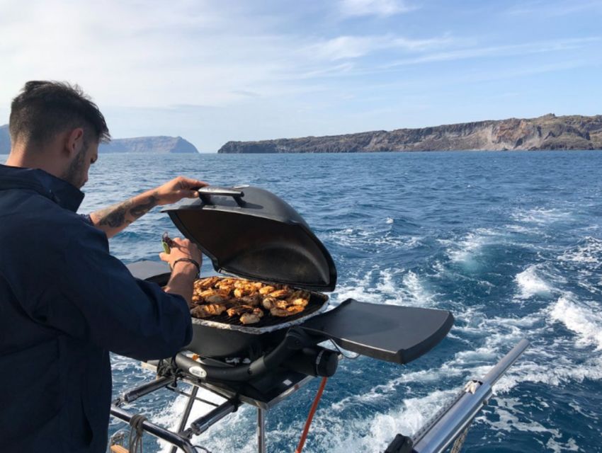 Santorini: Adventurous Catamaran Experience with Snorkeling - A Greek meal makes the $113 price easier to justify