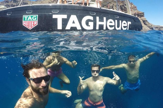 Santorini: Adventurous Catamaran Experience with Snorkeling - Red Beach gives you the first big photo stop