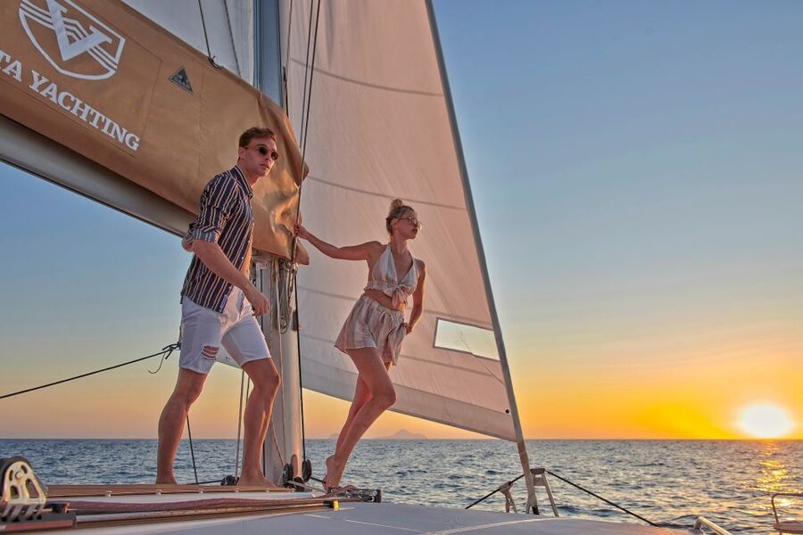 Santorini Gold Catamaran Cruise with Snorkel, BBQ & Open Bar - What the group atmosphere is really like