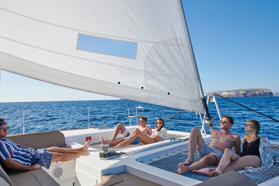 Santorini Gold Catamaran Cruise with Snorkel, BBQ & Open Bar - Food and drinks make the $117 price easier to judge