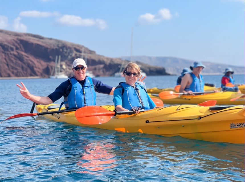 Santorini: Sea Caves Kayak Trip with Snorkeling and Picnic - Snorkeling, swimming, and the White Beach jump