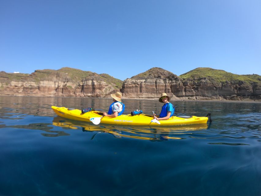 Santorini: Sea Caves Kayak Trip with Snorkeling and Picnic - Paddling along Akrotiri’s south coast