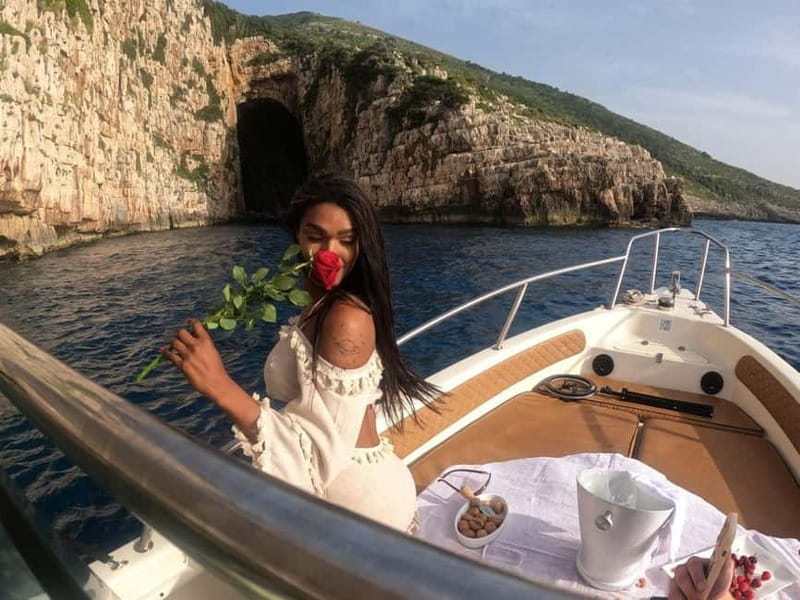 Vlore: Haxhi Ali Cave, Karaburun Speedboat Tour & Snorkeling - Entering Haxhi Ali Cave by speedboat